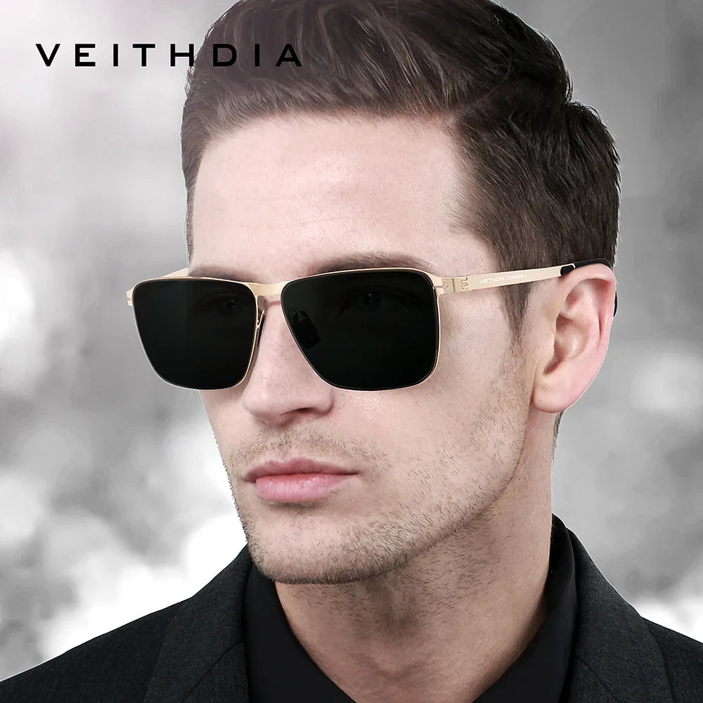 Brand Men'S Sunglasses Square Stainless Steel High-Definition Nylon Lenses Polarized Glasses with UV400 Protection 8210