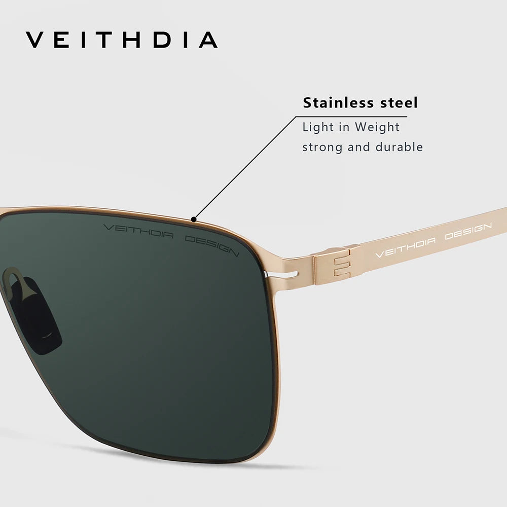 Brand Men'S Sunglasses Square Stainless Steel High-Definition Nylon Lenses Polarized Glasses with UV400 Protection 8210