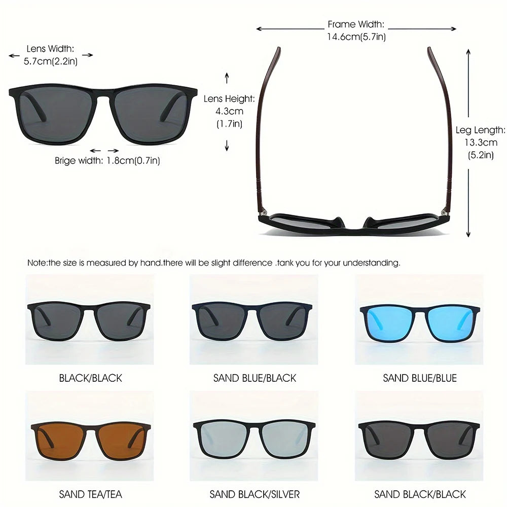 2Pcs Luxury Square Vintage Polarized Cycling Sunglasses UV400 Men Women Fashion Eyewear Travel Driving Fishing Sun Glasses